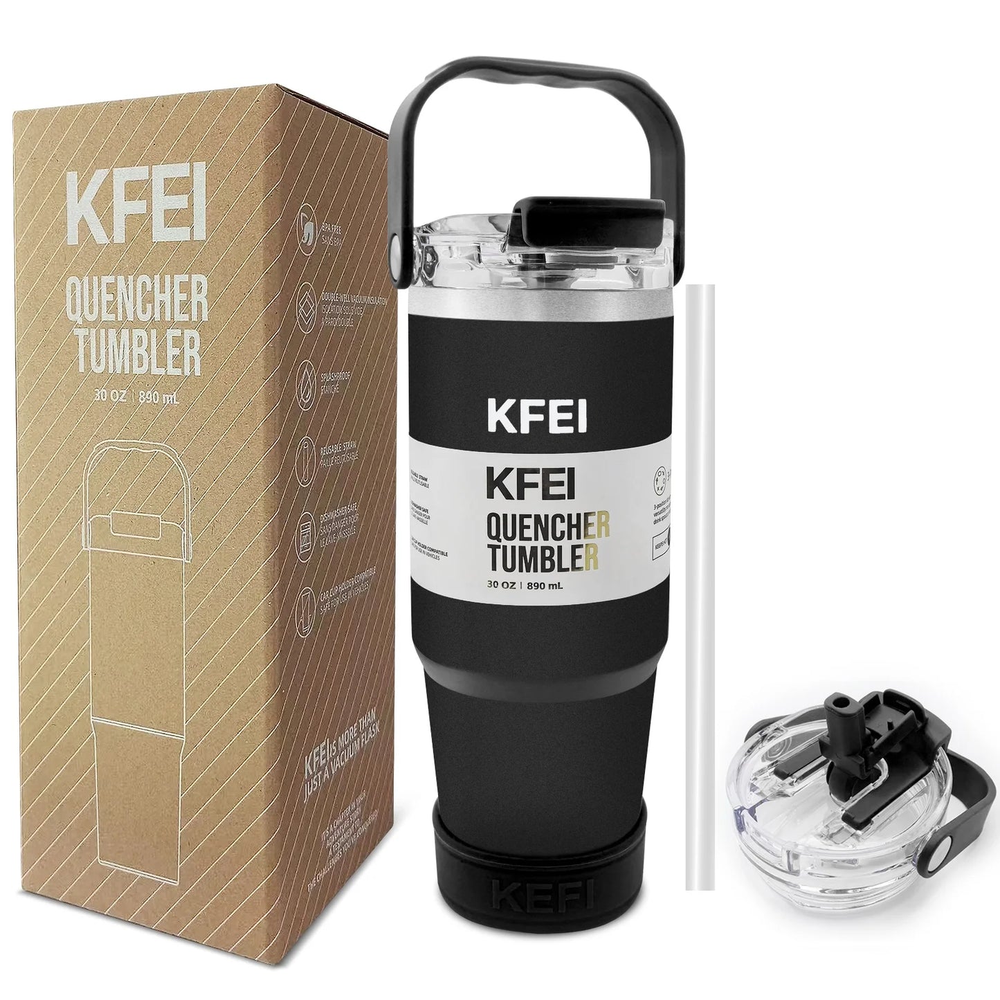 30 Ounce Double Wall Stainless Steel Insulated Tumbler With Lid And Straw
