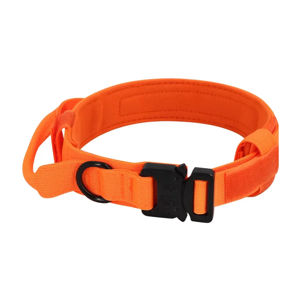 Adjustable Tactical Dog Collar Leash Control Handle Padded Nylon Buckle