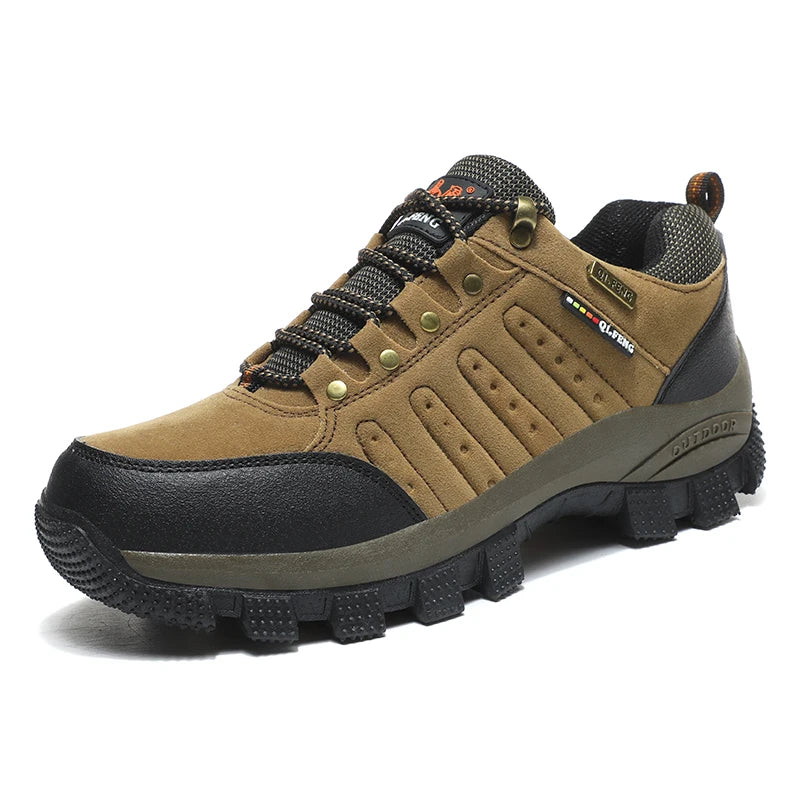 2026 New Men Shoes for Men Sneakers Leather Waterproof Mountaineering Camping Hiking Shoes Thick Sole Comfortable Running Shoes