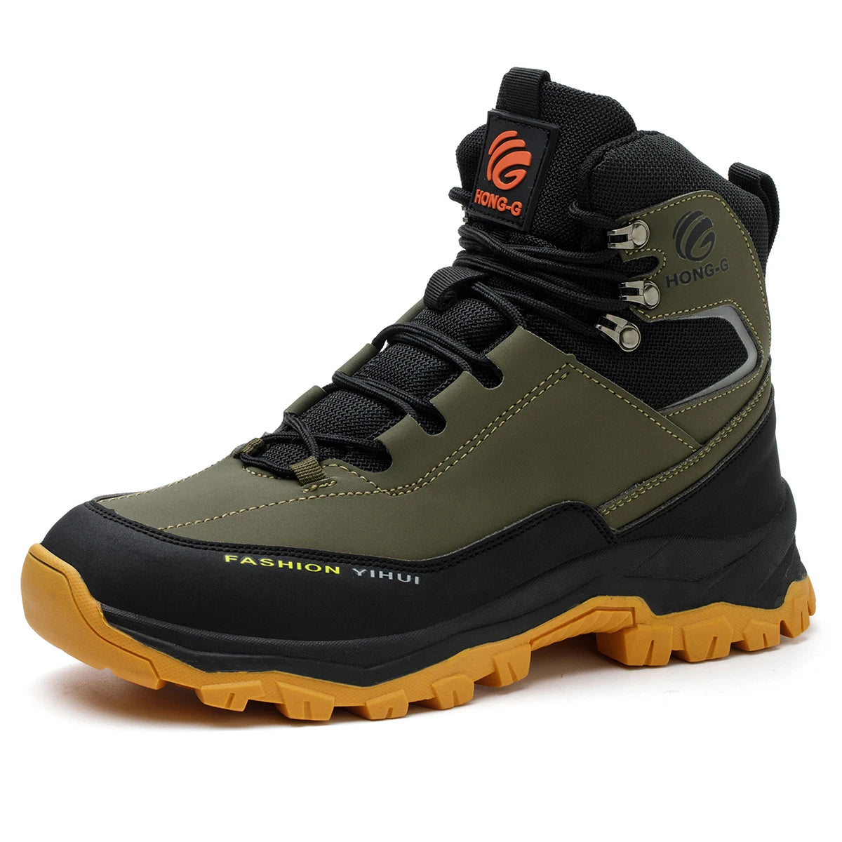 VEIGAR Men Steel Toe Boots Leather Anti Puncture Construction Safety