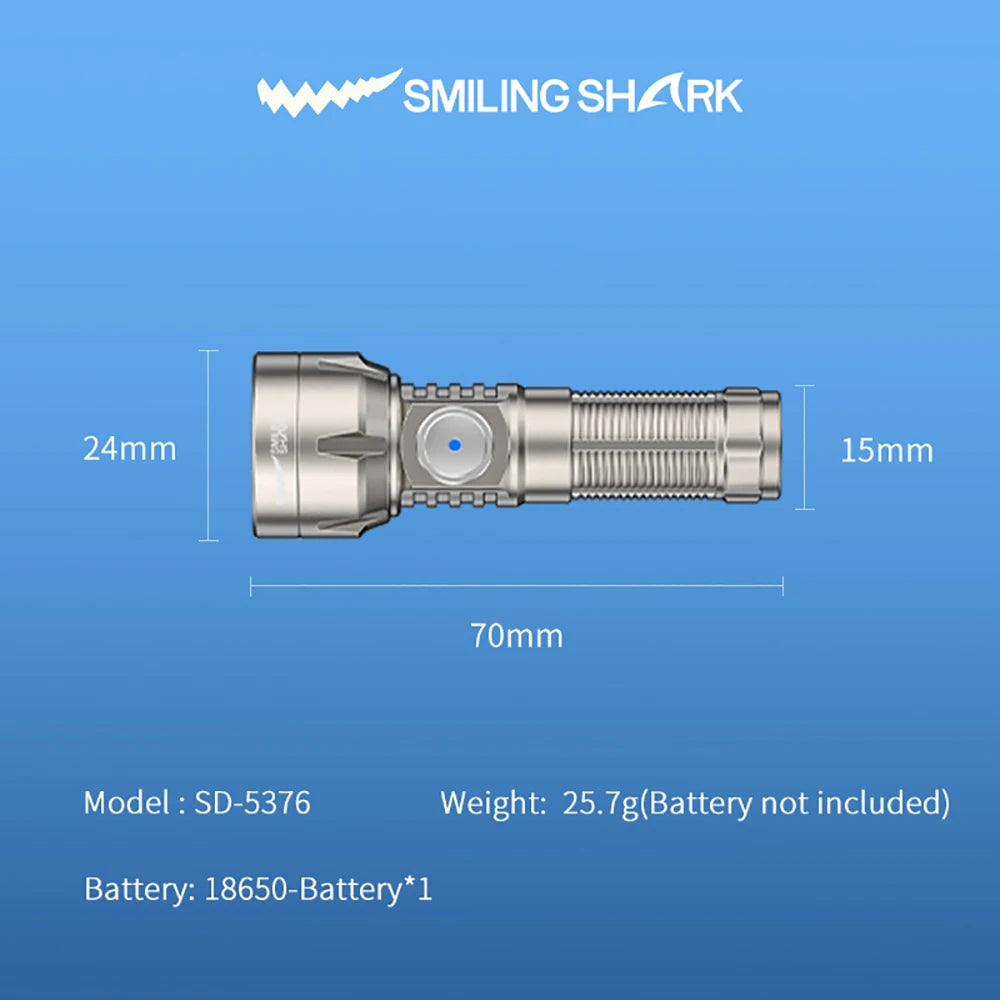 Smiling Shark Rechargeable LED Flashlight Super Bright Handheld Aluminum Lamp