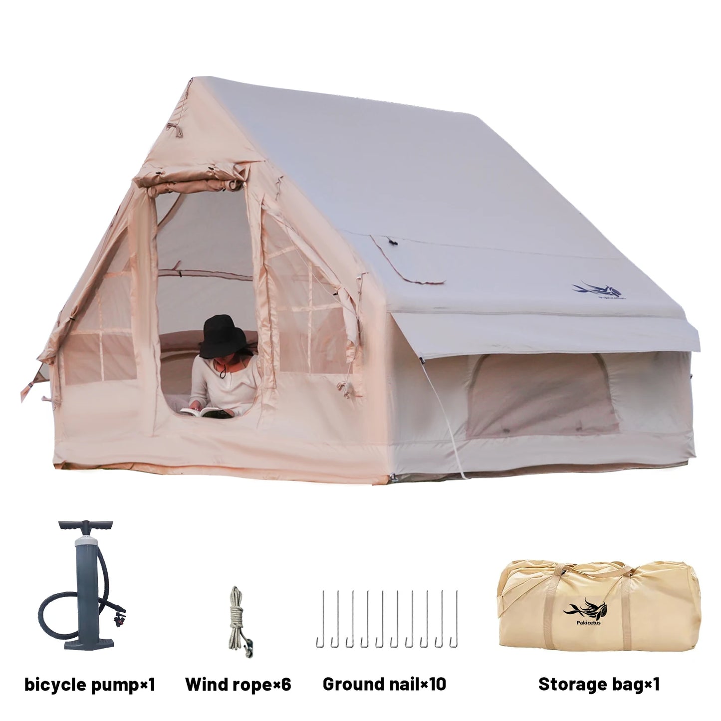 Pakicetus Inflatable Camping Tents For Adults With Stove Plug