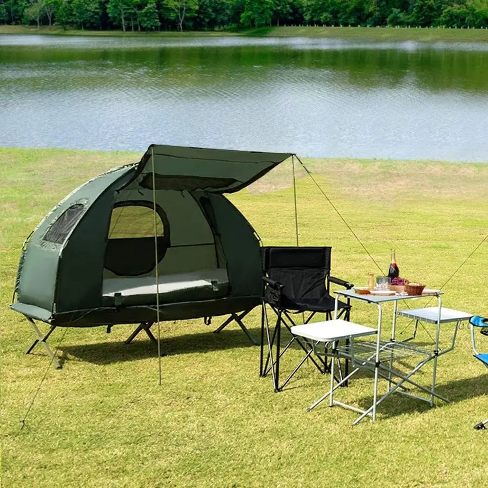 Camping Tent Cot With Sleeping Bag And Air Mattress
