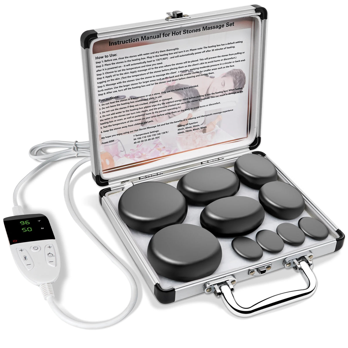 HolistHeal Professional Adjustable Hot Stone Massage Heater Set
