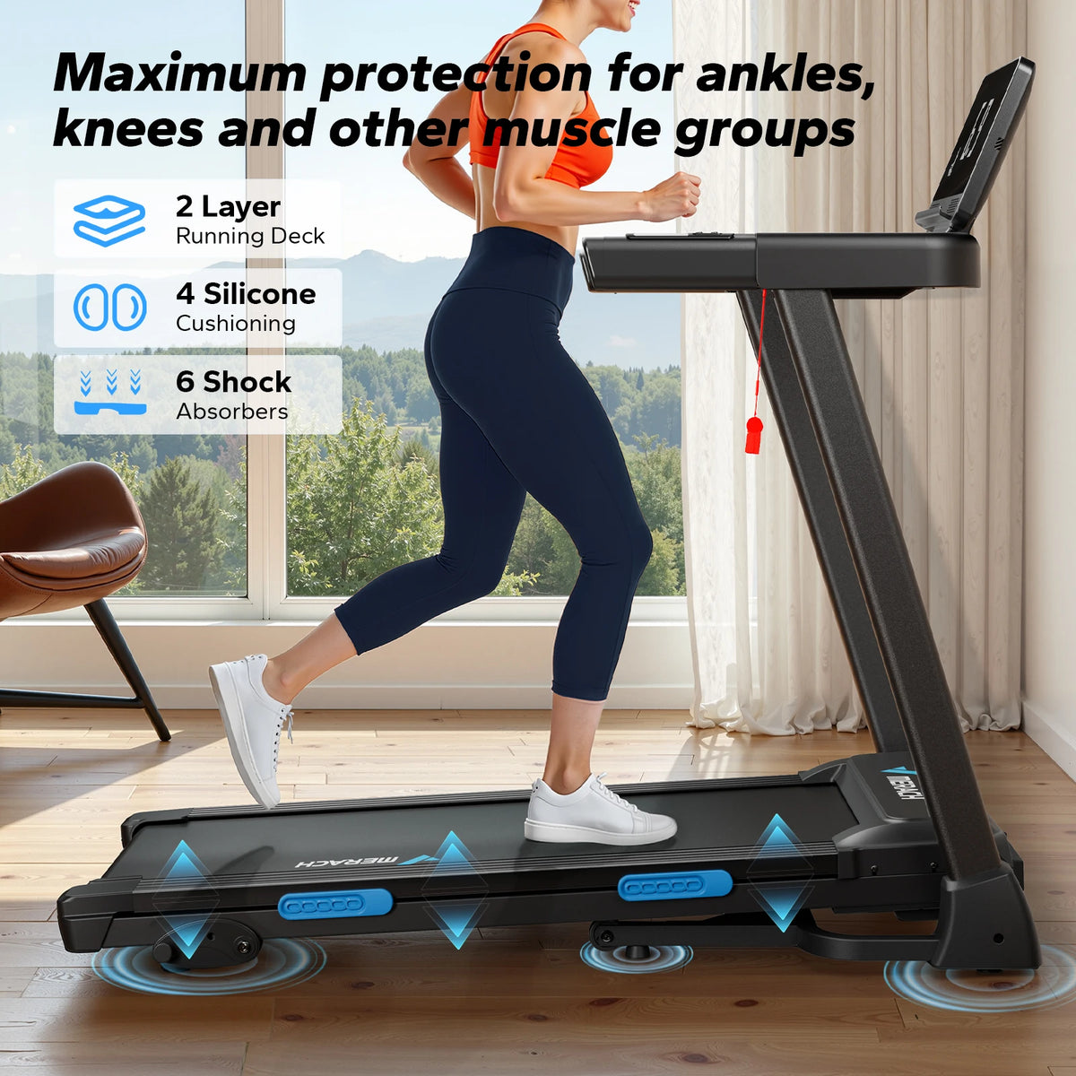MERACH Foldable Treadmill T12 Incline Quiet With Heart Rate Monitoring