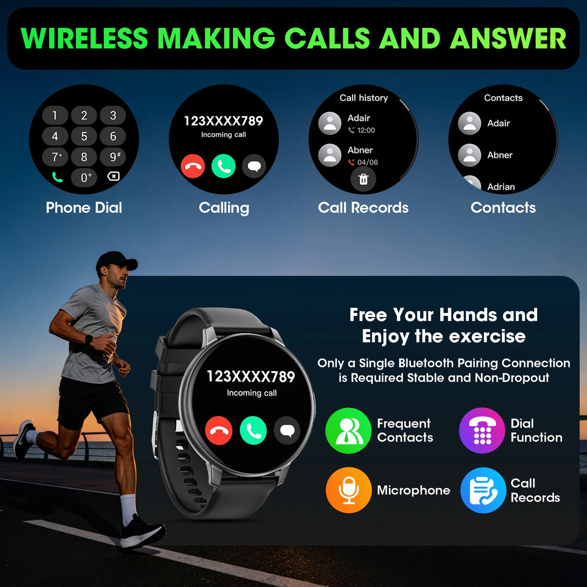 Smart Watch Bluetooth Call 1.38 Touch Screen Fitness Tracker For Android iOS
