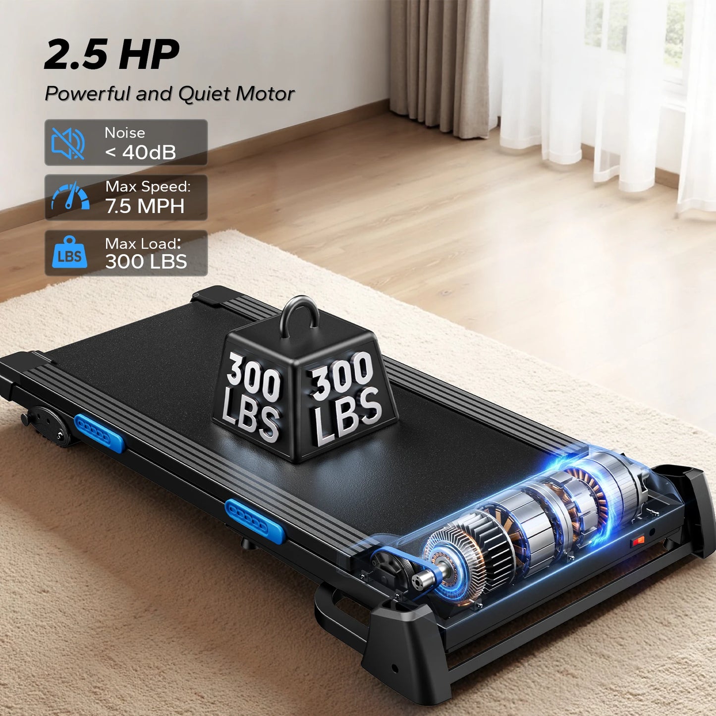 MERACH Foldable Treadmill T12 Incline Quiet 4 Silicone Cushions