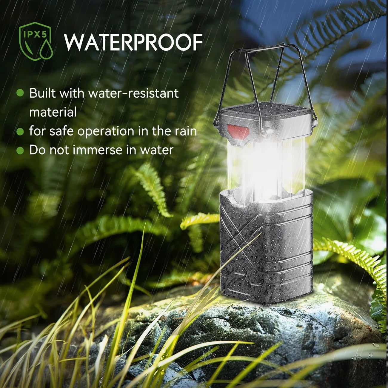 Rechargeable Collapsible LED Solar Camping Lantern With Flashlight