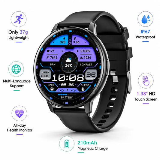 Smart Watch Bluetooth Call 1.38 Touch Screen Fitness Tracker For Android iOS
