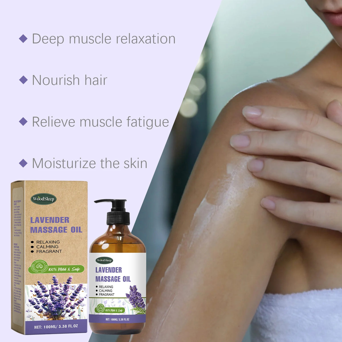 WOODSLEEP Lavender Essential Oil Relaxing Massage Oil For Skin