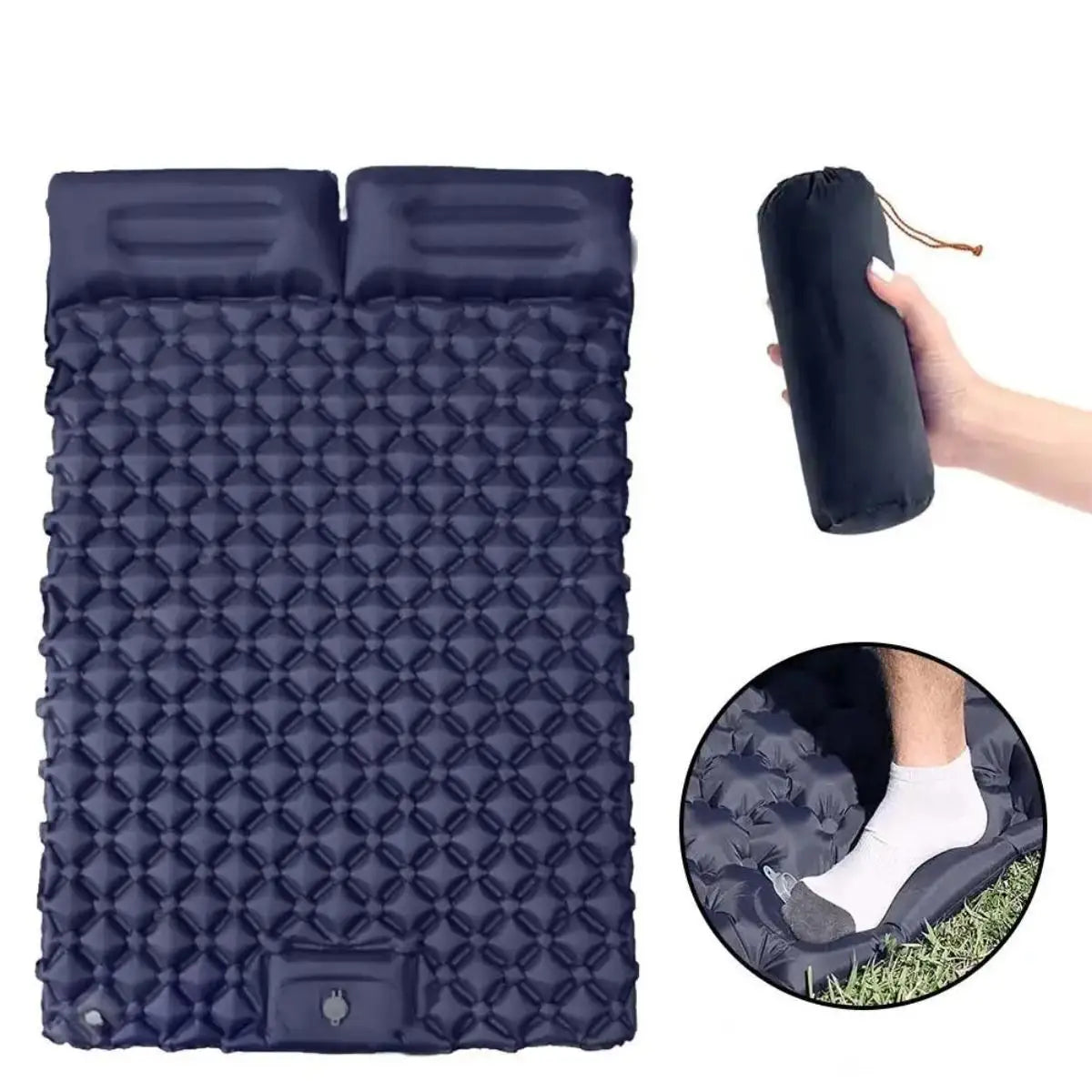 Waterproof Inflatable Air Mattress Foldable Camping Sleeping Pad With Pillow