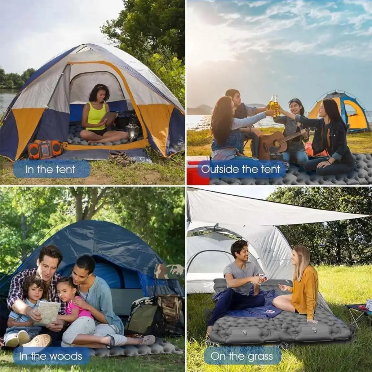 Waterproof Inflatable Air Mattress Foldable Camping Sleeping Pad With Pillow
