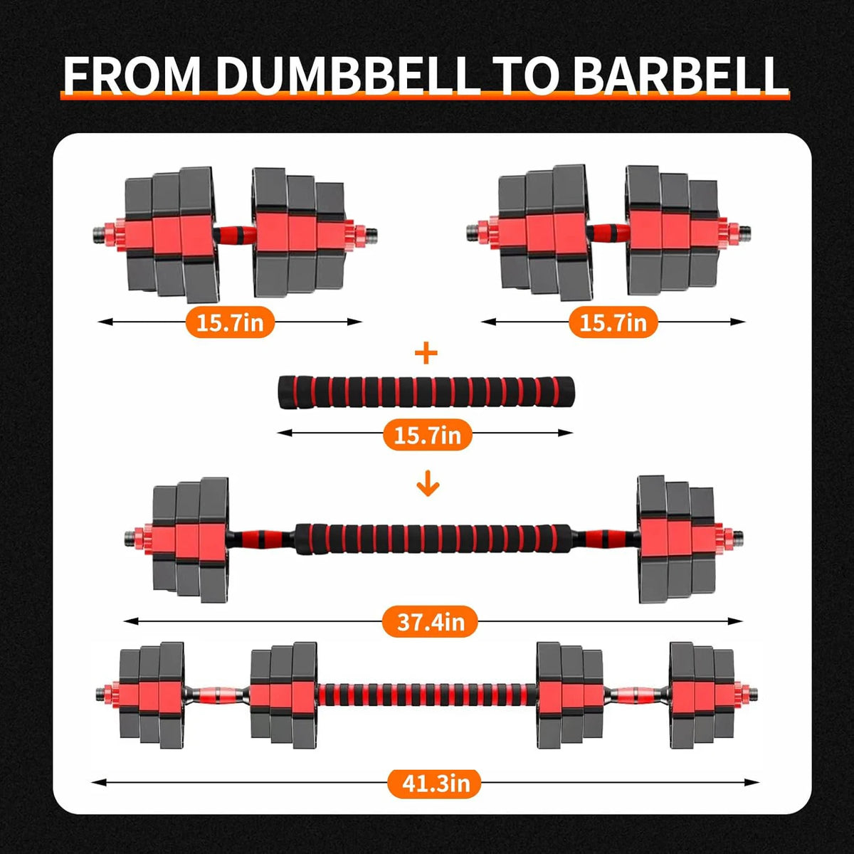 Adjustable Dumbbell Barbell Fitness Set 44 Lbs 3 In 1