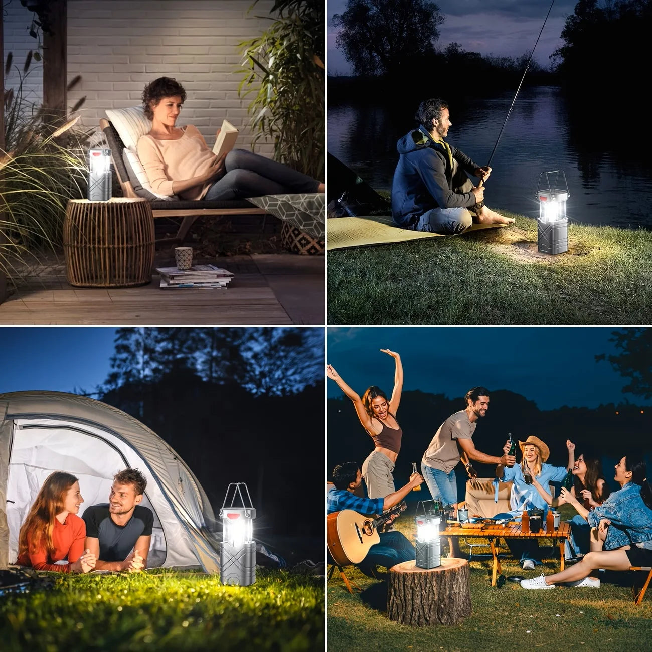 Rechargeable Collapsible LED Solar Camping Lantern With Flashlight