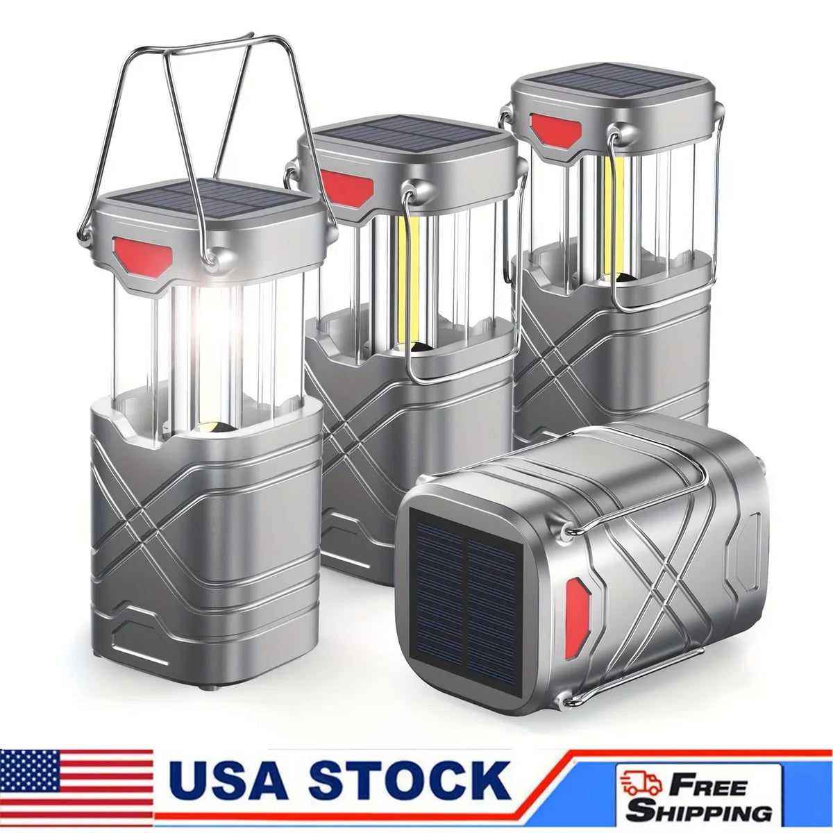 Rechargeable Collapsible LED Solar Camping Lantern With Flashlight
