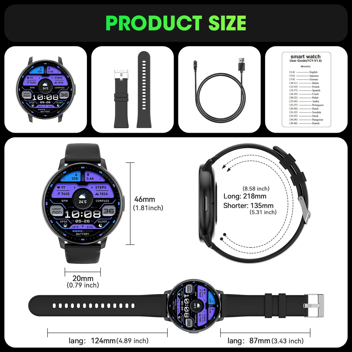 Smart Watch Bluetooth Call 1.38 Touch Screen Fitness Tracker For Android iOS
