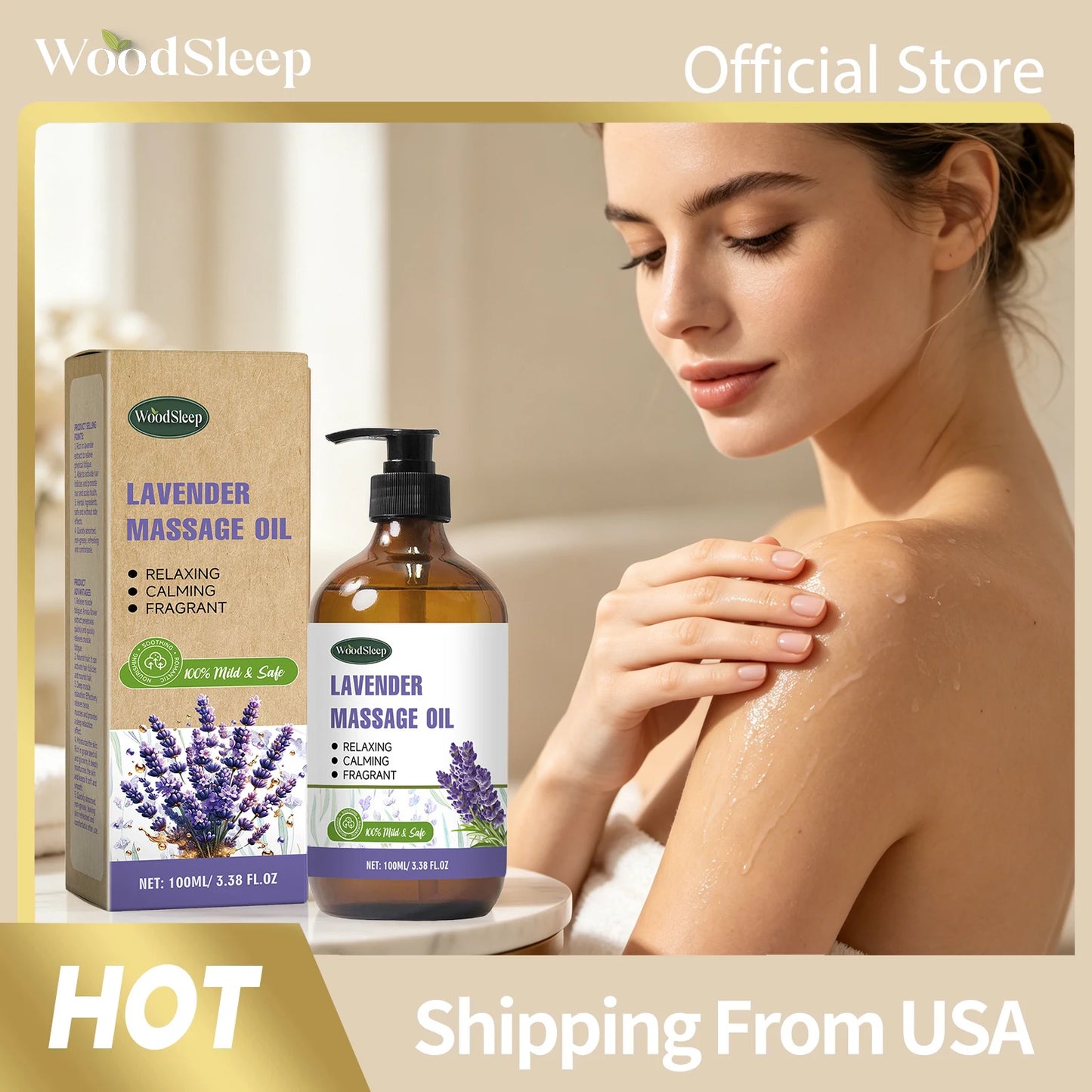 WOODSLEEP Lavender Essential Oil Relaxing Massage Oil For Skin