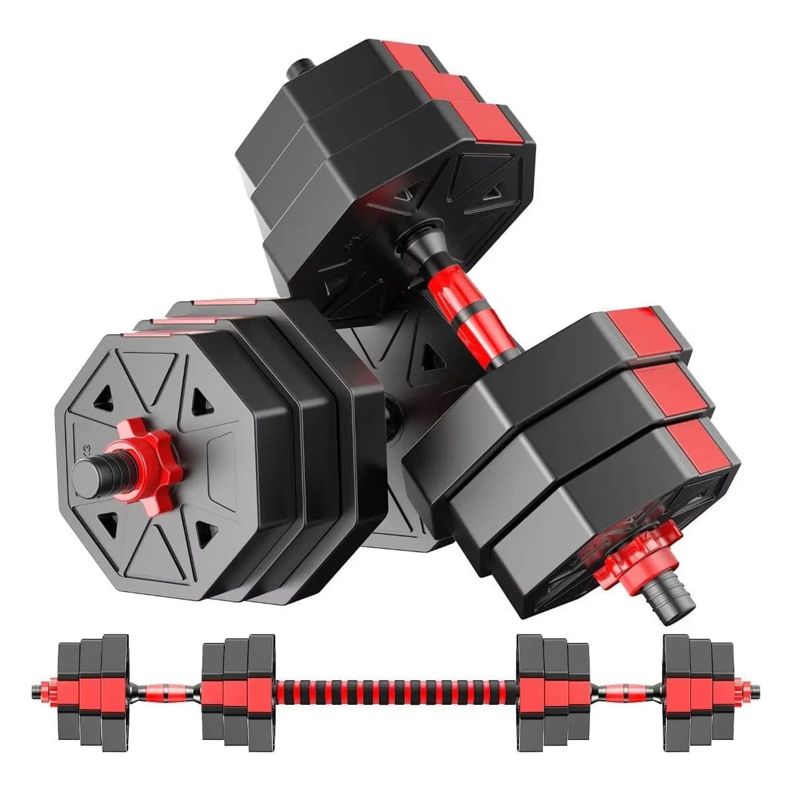 Adjustable Dumbbell Barbell Fitness Set 44 Lbs 3 In 1