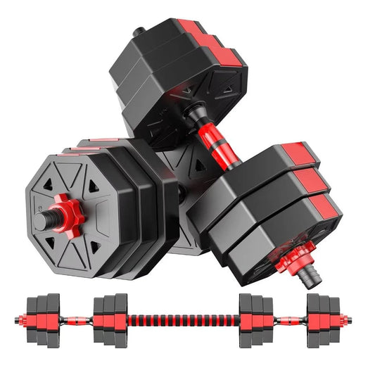 Adjustable Dumbbell Barbell Fitness Set 44 Lbs 3 In 1