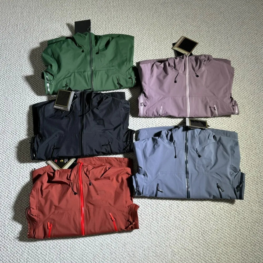 Three Layer Outdoor Waterproof Windbreaker Jacket Unisex Embroidery Logo Coat