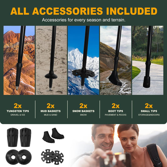 Ultralight Aluminum Folding Trekking Pole Five Section For Hiking