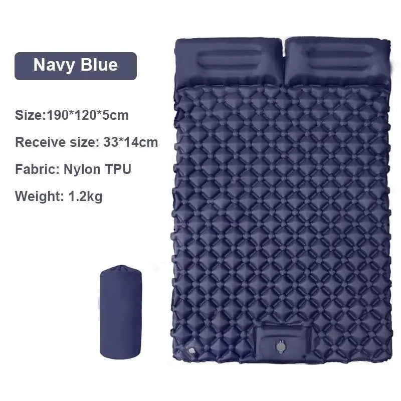 Waterproof Inflatable Air Mattress Foldable Camping Sleeping Pad With Pillow