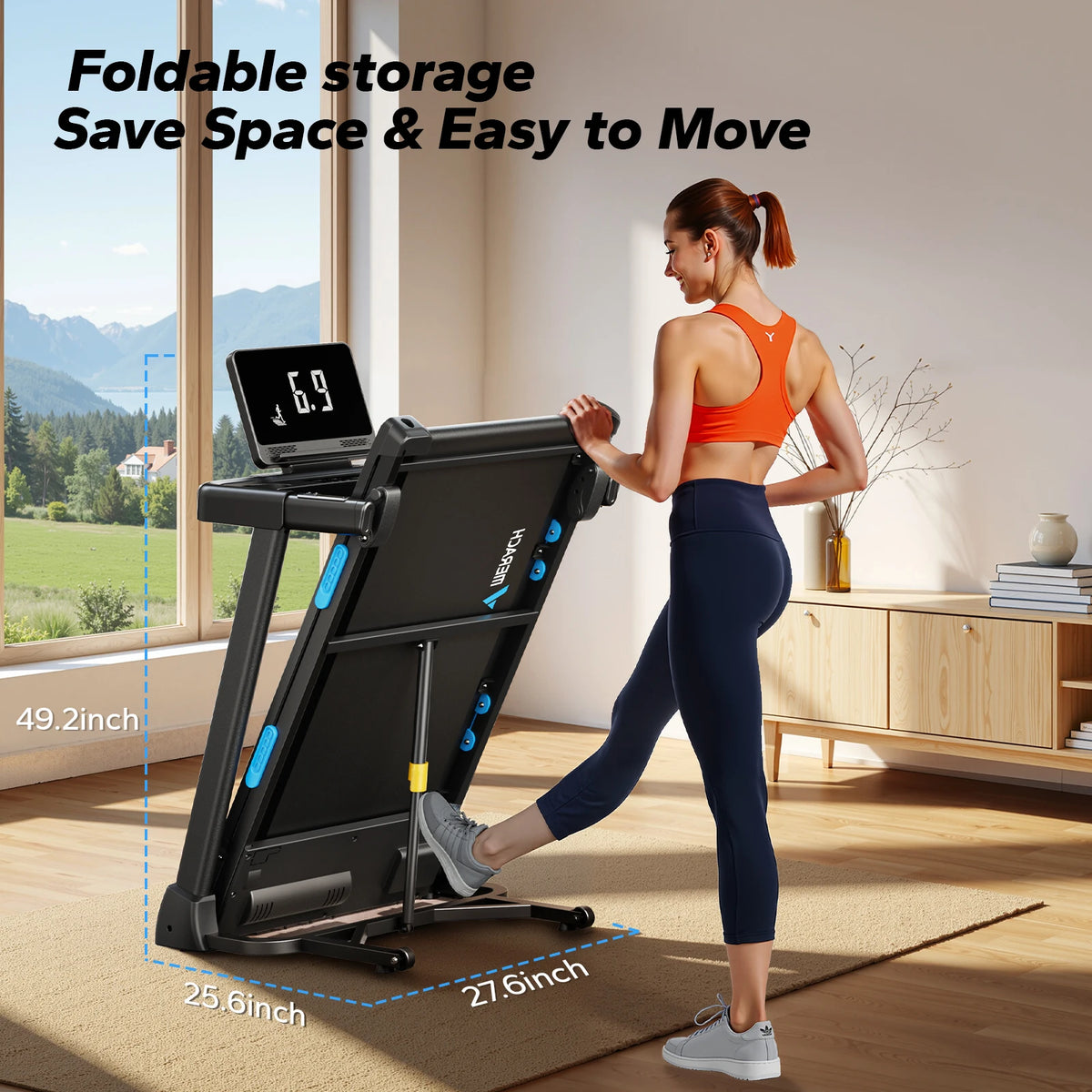 MERACH Foldable Treadmill T12 Incline Quiet 4 Silicone Cushions