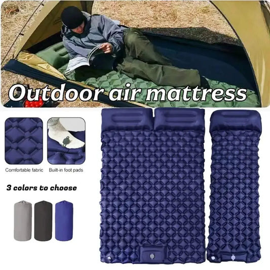 Waterproof Inflatable Air Mattress Foldable Camping Sleeping Pad With Pillow