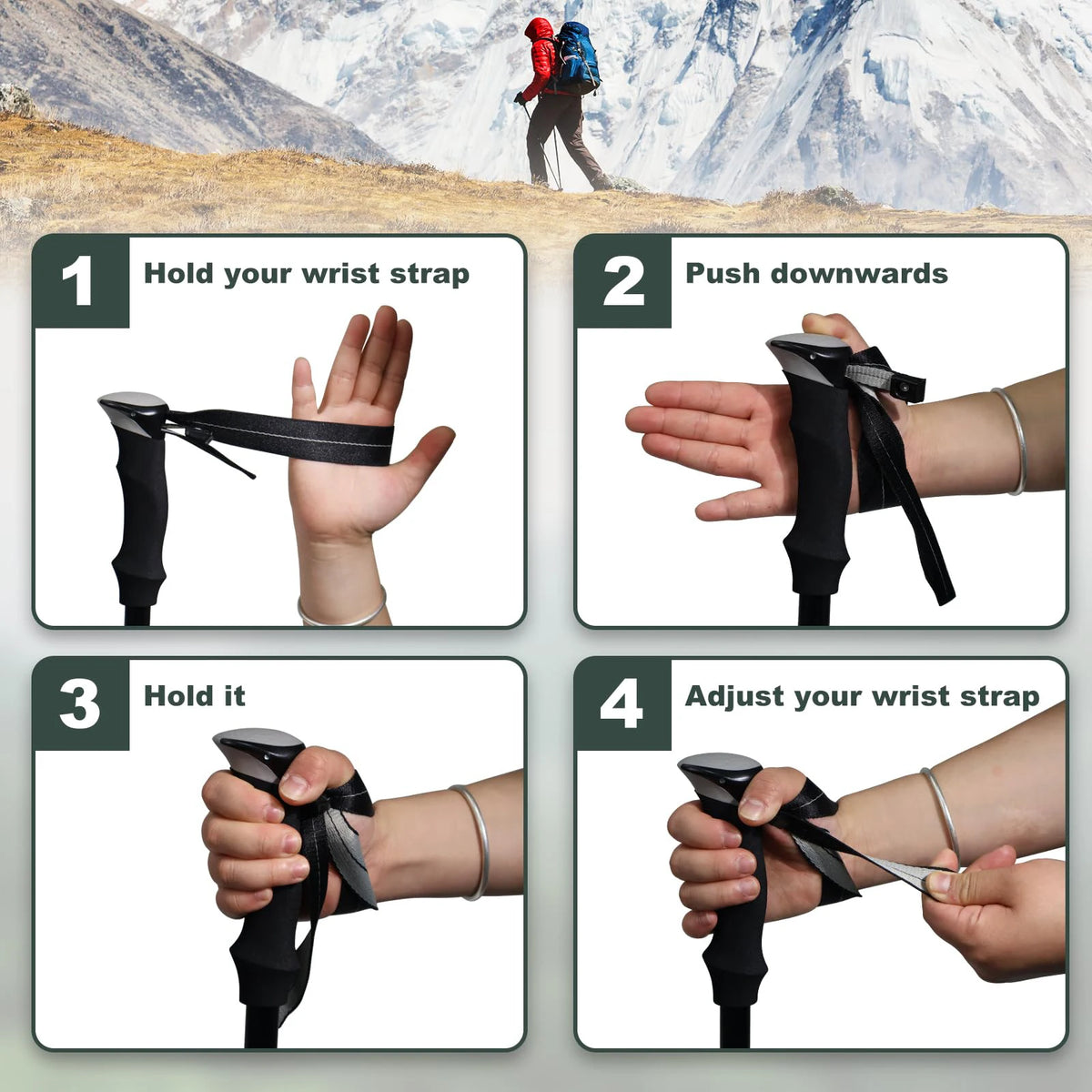 Ultralight Aluminum Folding Trekking Pole Five Section For Hiking