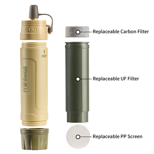 Miniwell Portable Survival Water Filter Straw For Camping