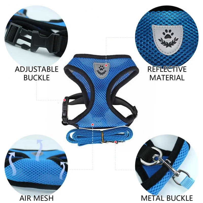 Adjustable Reflective Dog Harness With Leash