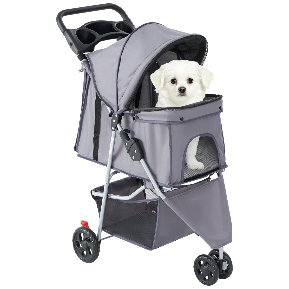 Dumos 3 Wheels Foldable Pet Stroller Vented Basket Outdoor Travel