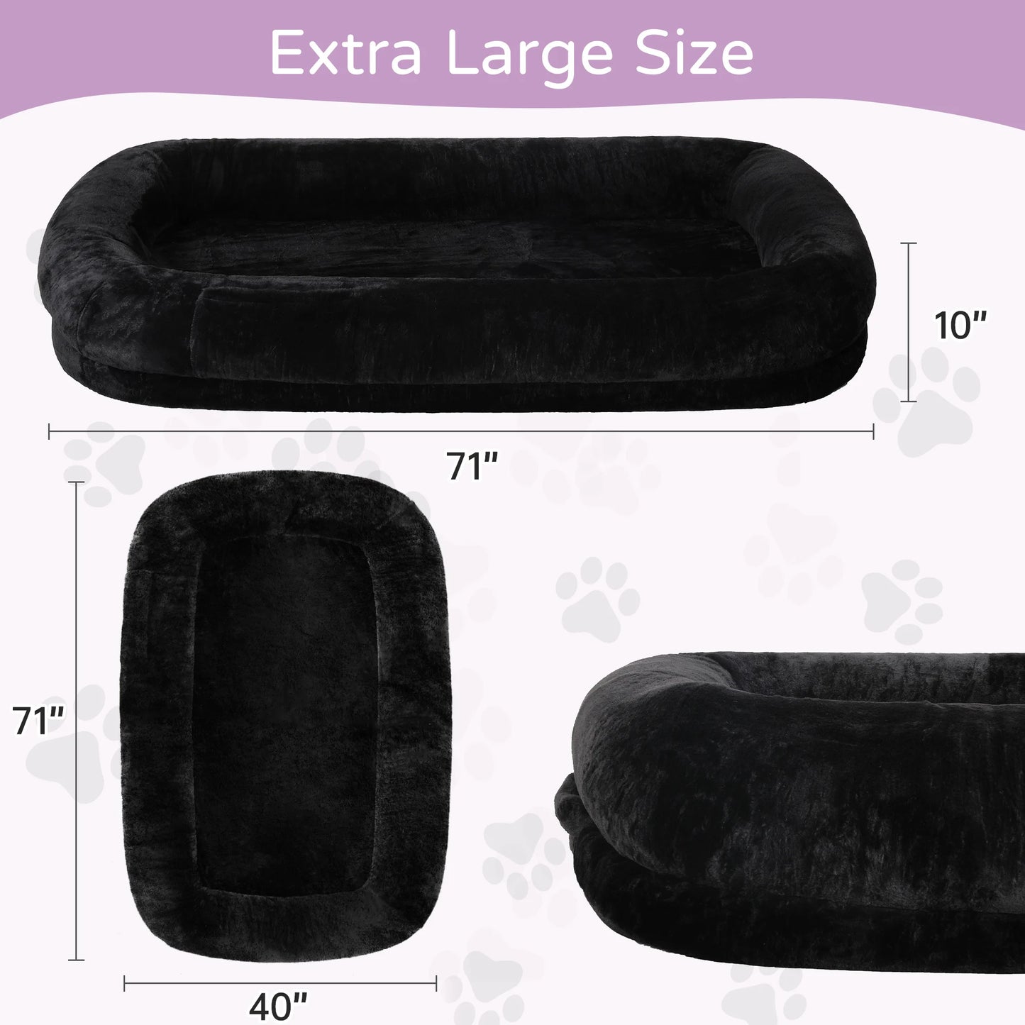 Orthopedic Human Dog Bed With Removable Faux Fur Cover