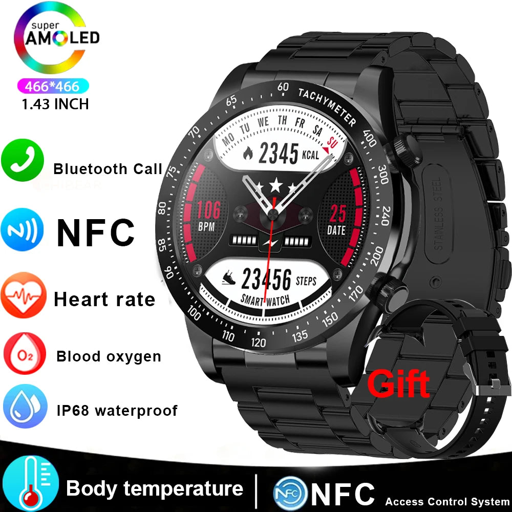 Smart Watch Men With AMOLED Screen Bluetooth Call Heart Rate