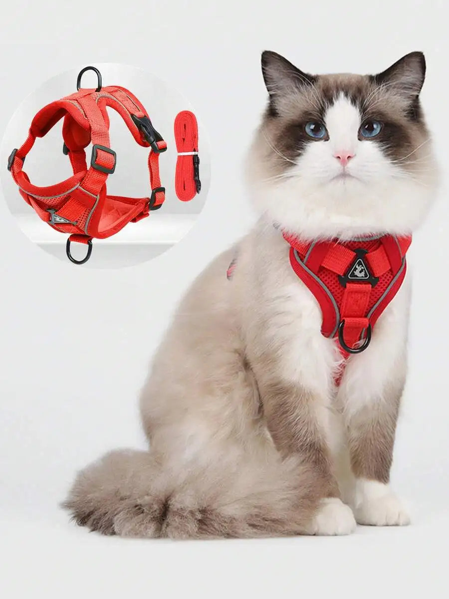Reflective Adjustable Cat And Dog Harness Leash Set
