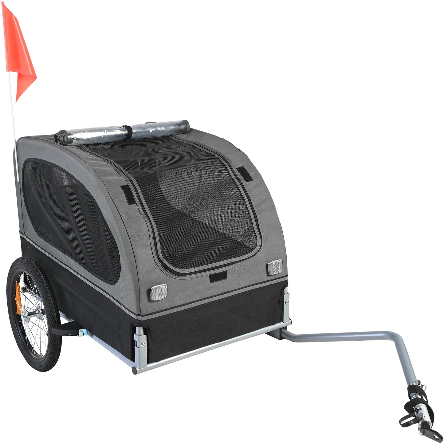 SucceBuy Collapsible Pet Dog Bike Trailer Carrier Reflectors Flag Wheels