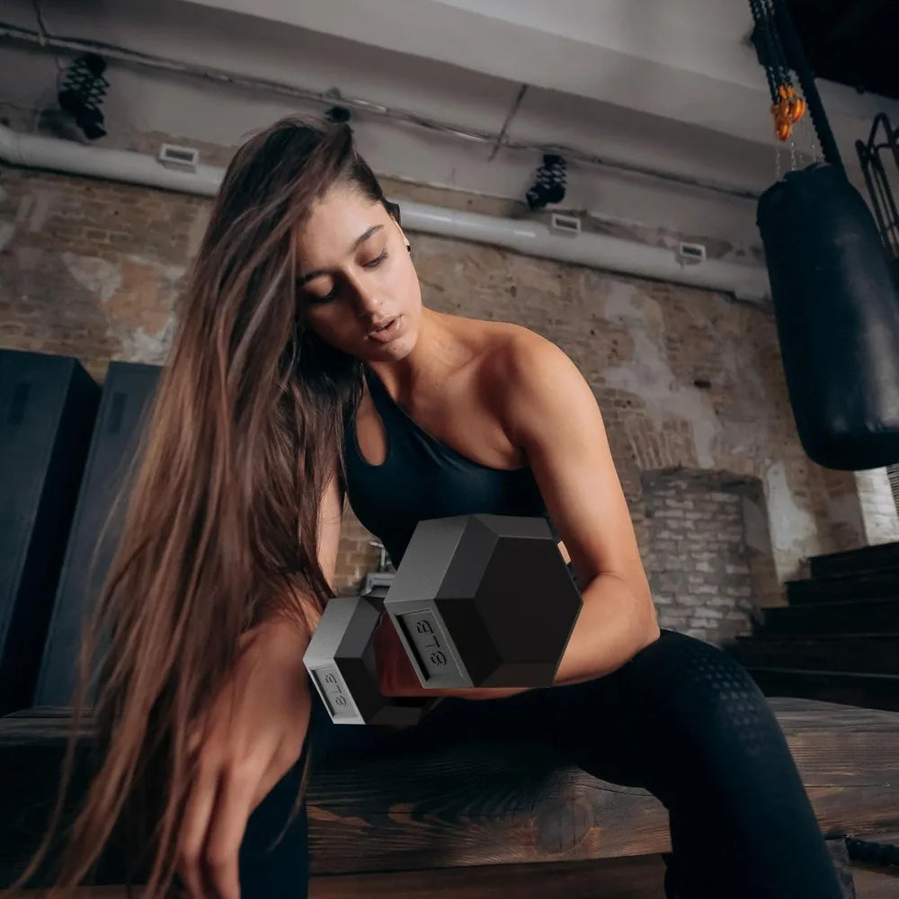 BalanceFrom Rubber Coated Hex Dumbbell Set With Storage Rack