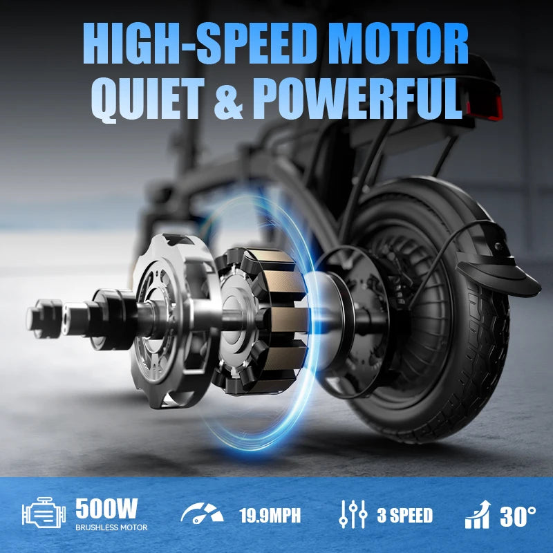 Foldable Commuter Ebike 500W Motor Removable Battery For Adults