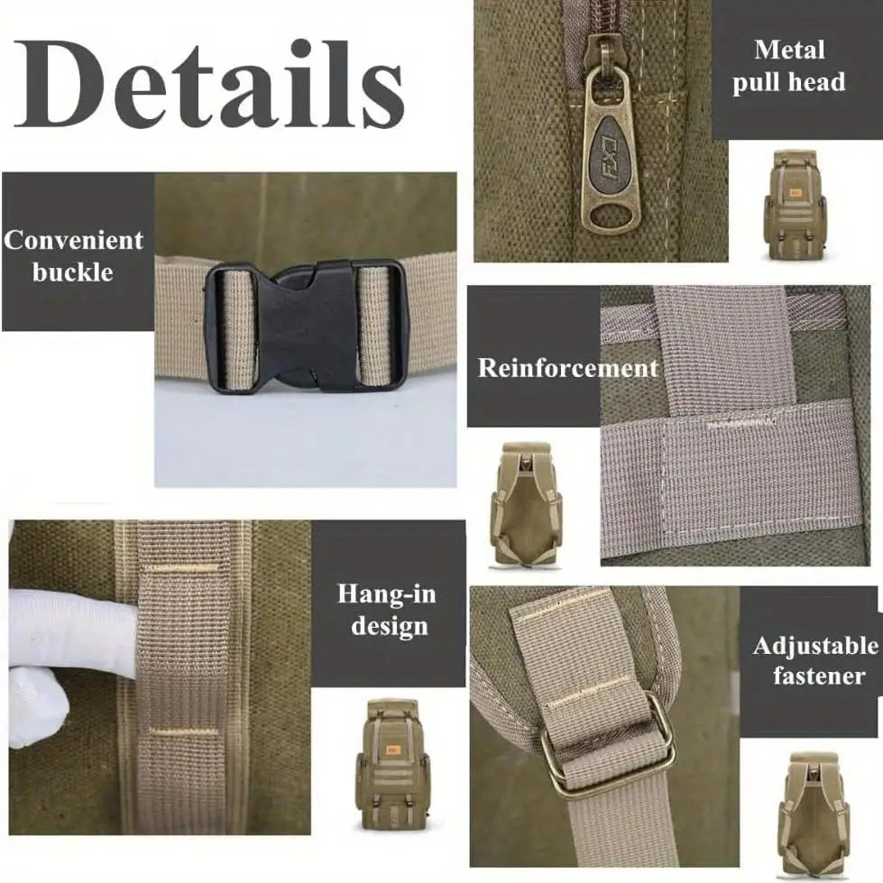 Canvas Hiking Daypack With Adjustable Straps And Hydration System