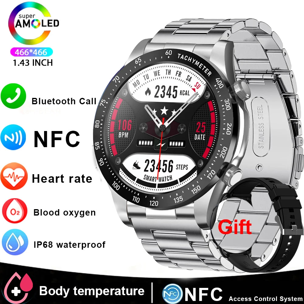 Smart Watch Men With AMOLED Screen Bluetooth Call Heart Rate