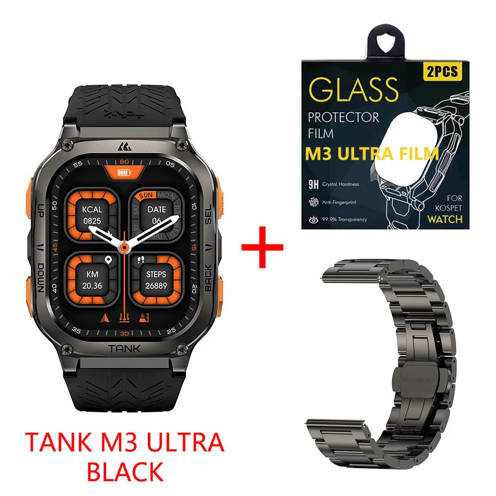 KOSPET Tank M3 Ultra GPS Smartwatch 5ATM IP69K Waterproof Health Monitor