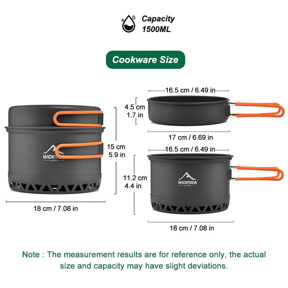 Widesea Outdoor Camping Cookware Set With Pots And Kettle