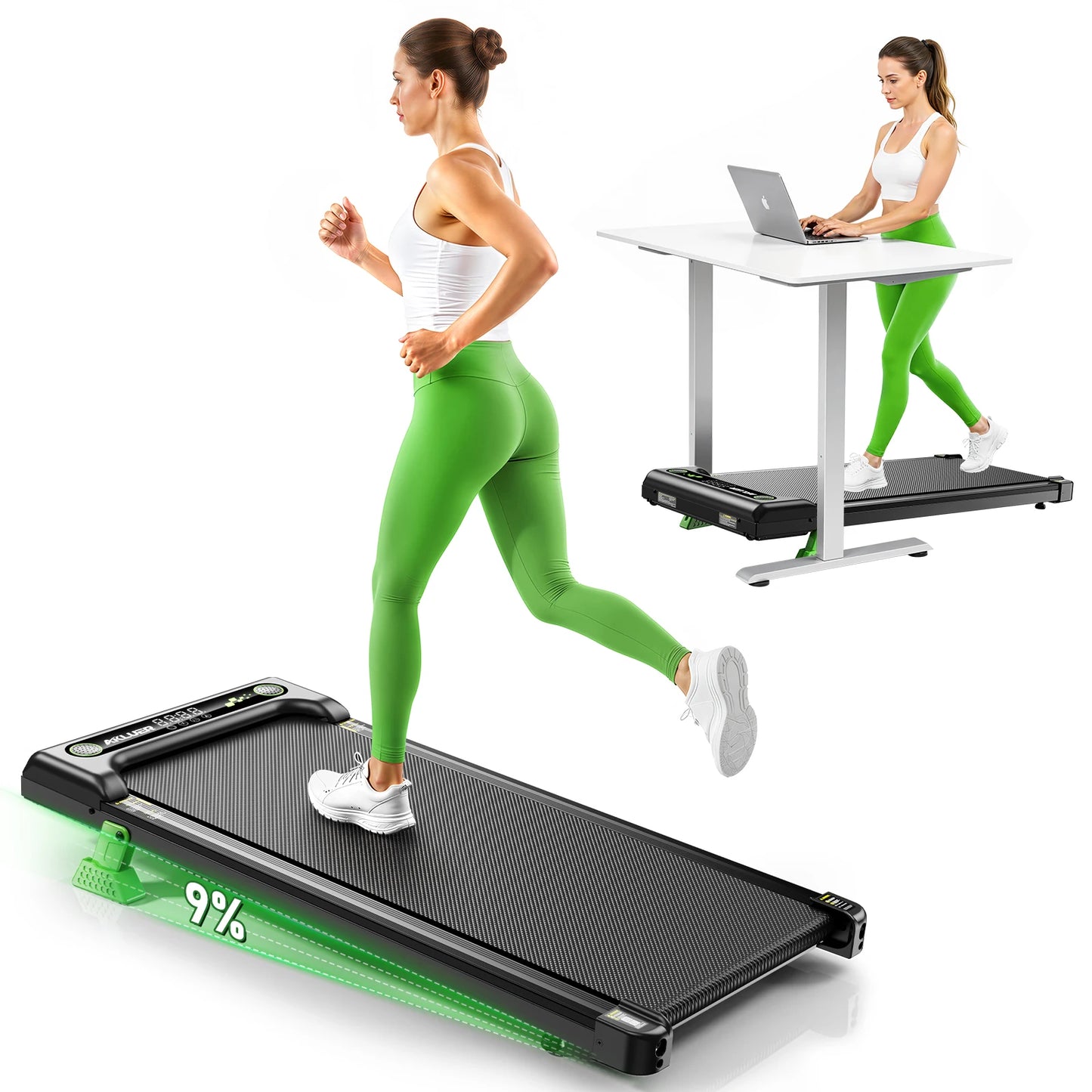 Akluer Walking Pad Under Desk Treadmill With Incline 2.5HP 300Lbs