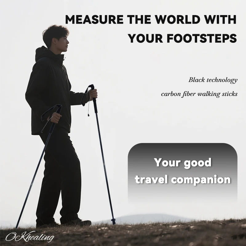 OKHEALING Ultralight Carbon Fiber Trekking Poles 2 Pack