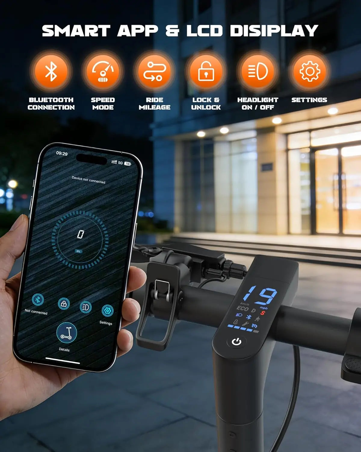 Maxshot Electric Scooter 350W Foldable With App Smart Control 4 Speed Modes