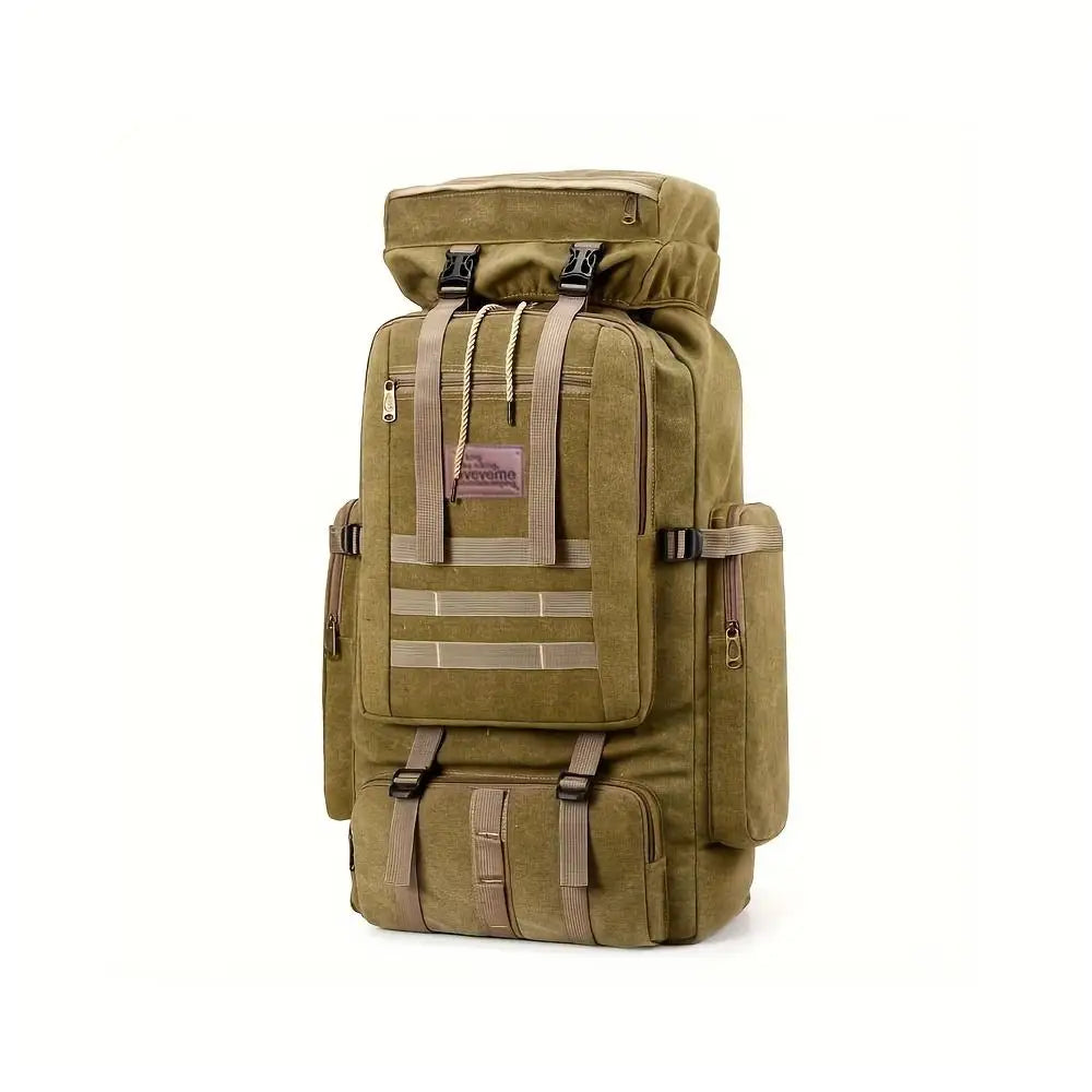 Canvas Hiking Daypack With Adjustable Straps And Hydration System