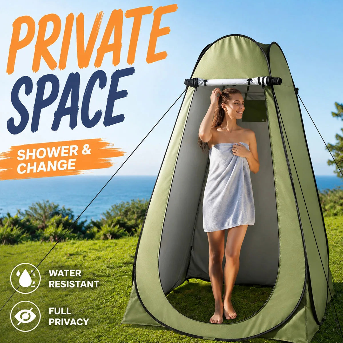 Instant Pop Up Portable Outdoor Privacy Shower Tent Waterproof Foldable