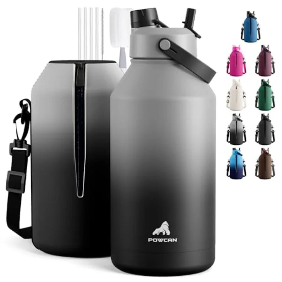 Leakproof Insulated Water Bottle With Straw Spout Lid