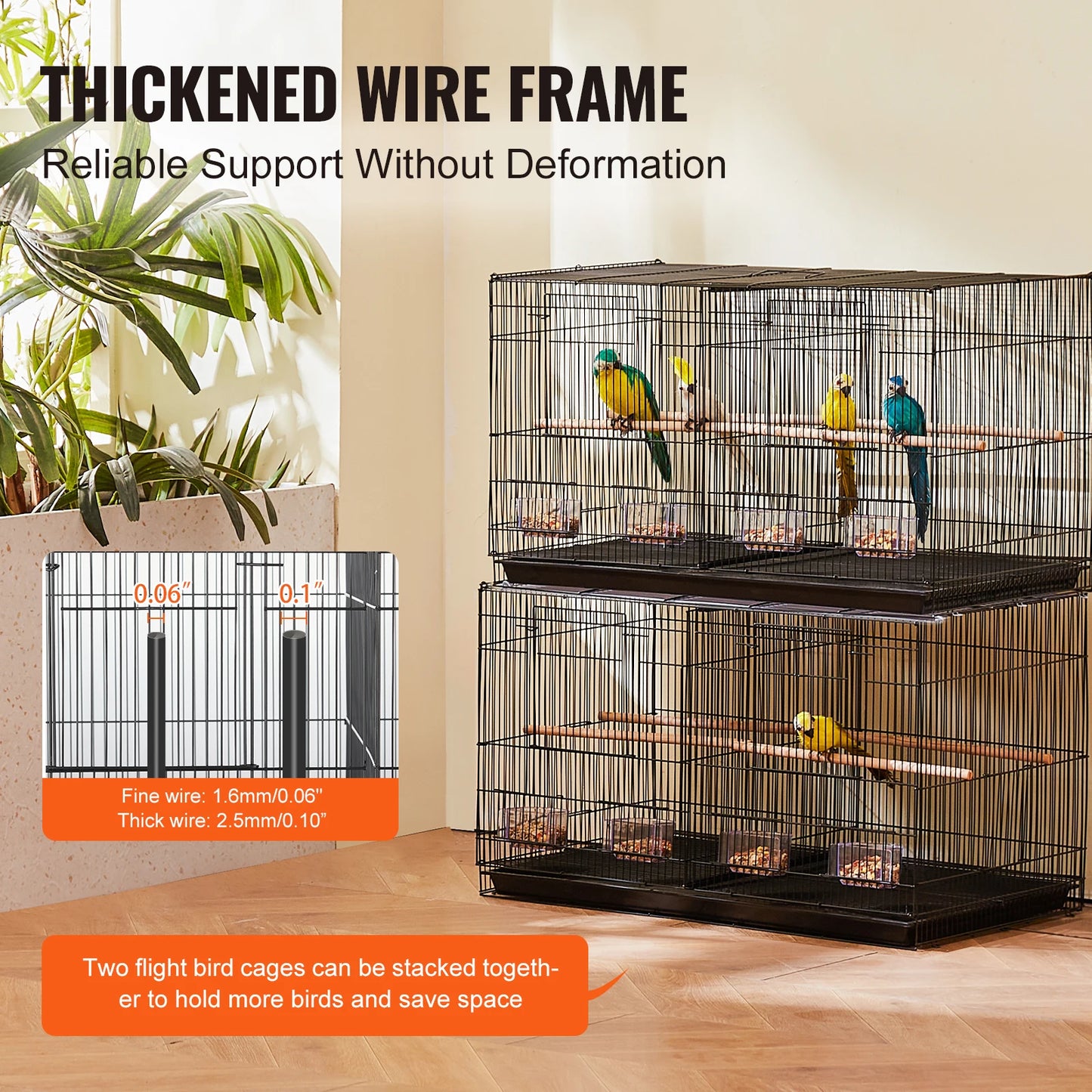 SucceBuy Stackable Divided Bird Cage With Carry Handle For Travel
