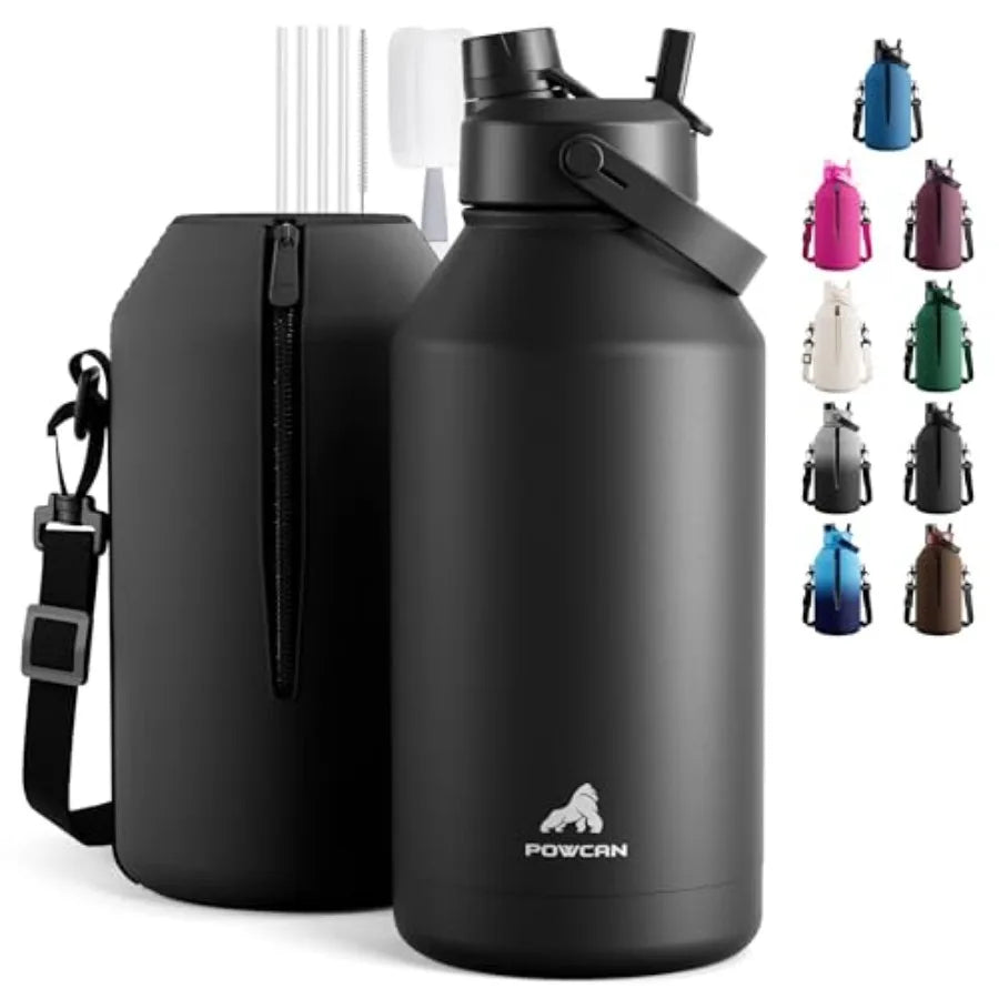 Leakproof Insulated Water Bottle With Straw Spout Lid